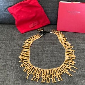 VALENTINO GARAVANI coral necklace matte gold and crystals RARE matching bracelet